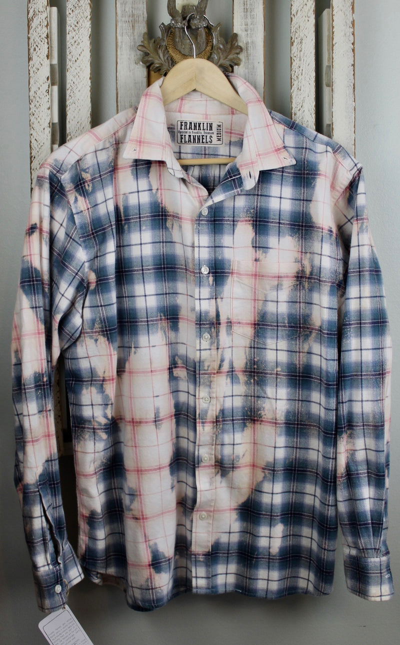 Vintage Sky Blue, Pink and White Flannel Size Medium