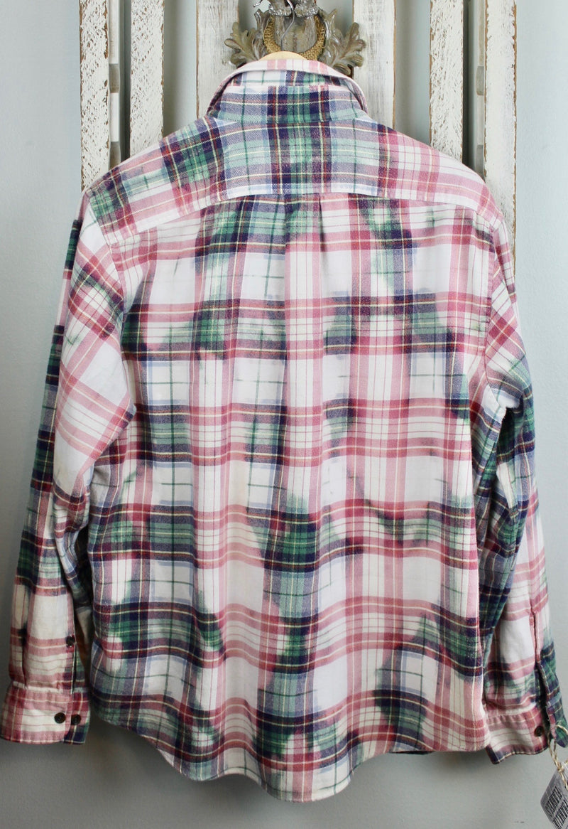 Vintage Pink, Green and White Flannel Size Large