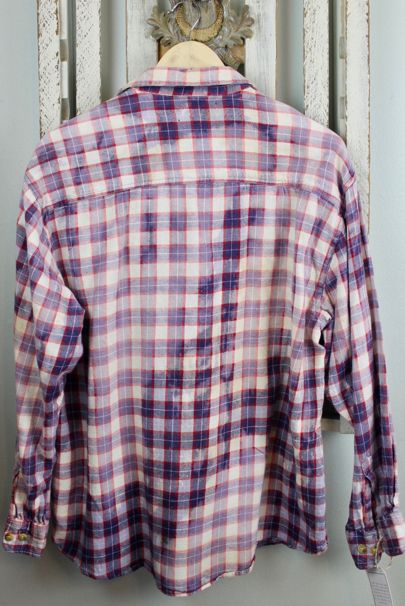 Vintage Faded Blue, Red and White Flannel Size Large