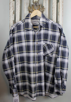 Vintage Retro Black, White and Yellow Flannel Size Large