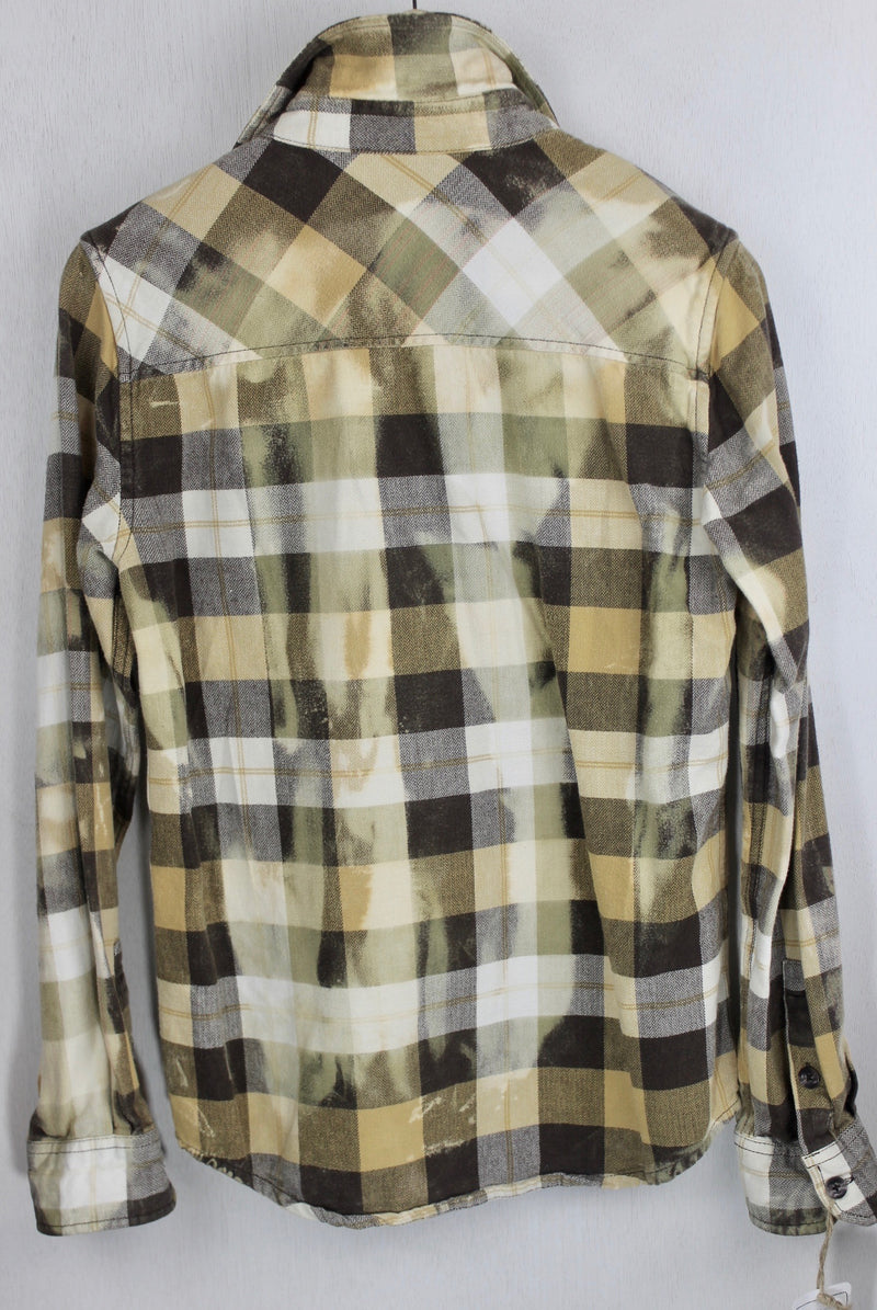 Vintage Brown, Cream and Rust Flannel with Suede Size Small