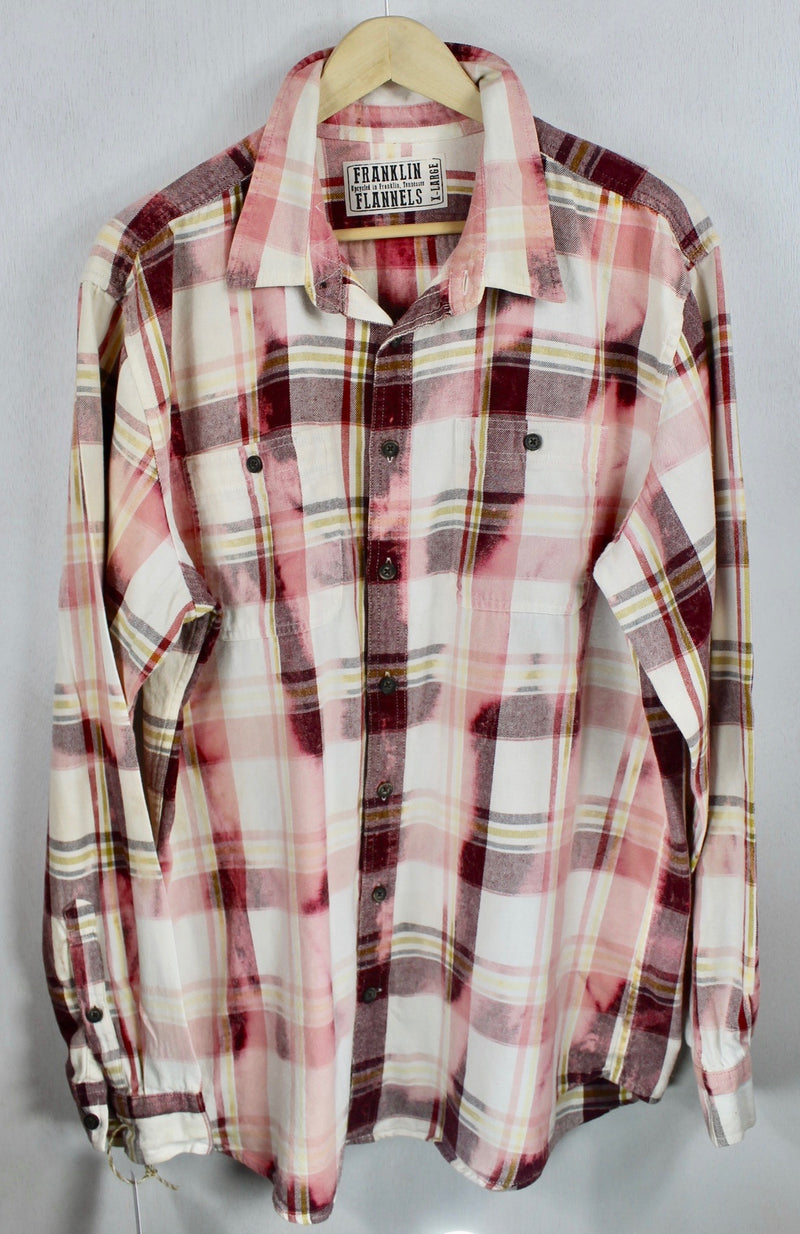 Vintage Pink, Burgundy and White Flannel Size XL