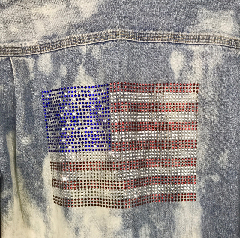 Fanciful Faded Denim with American Flag Size Medium