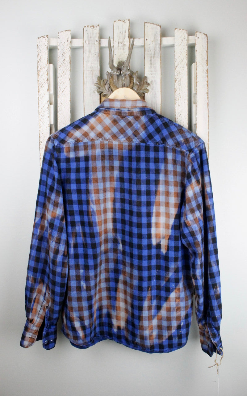 Vintage Blue, Black and Rust Flannel Size Small