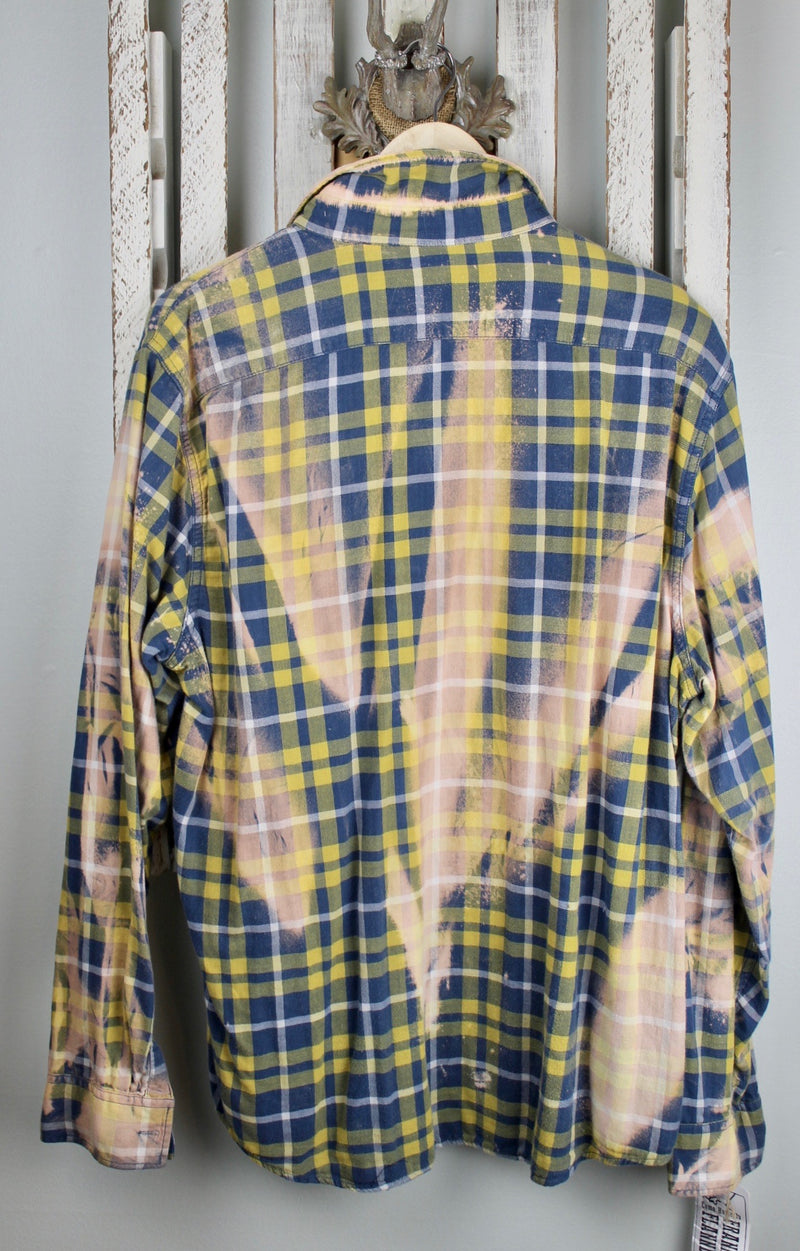 Leather and Lace Yellow and Blue Flannel Size Large