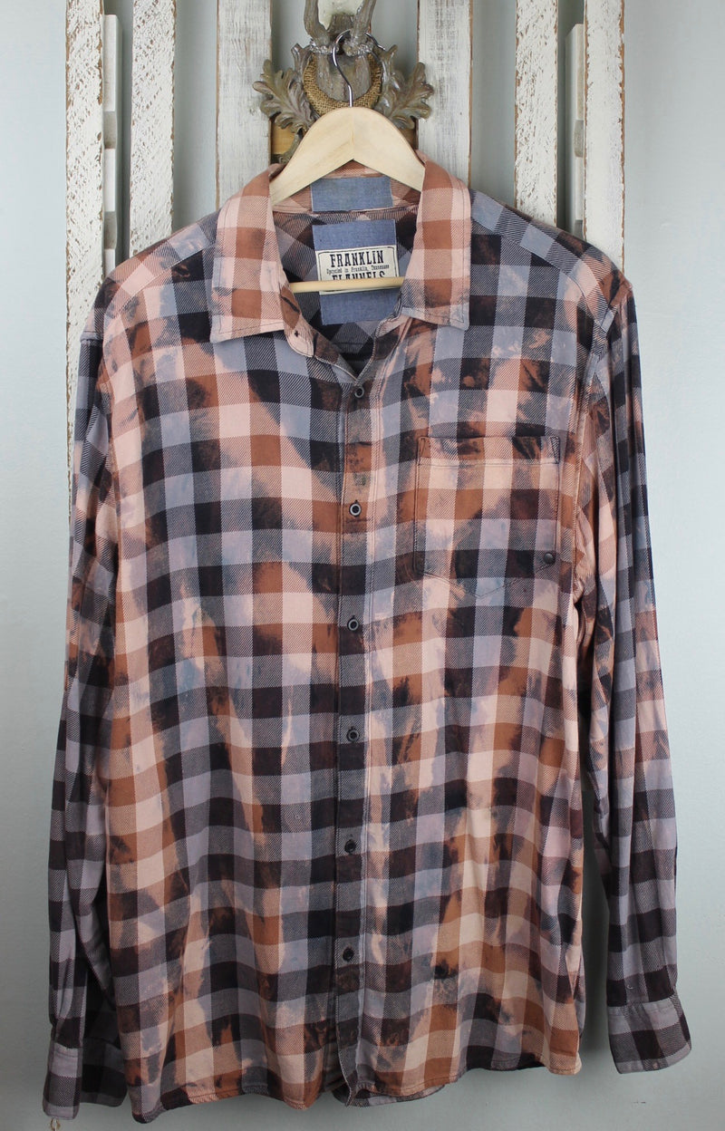 Vintage Dove Grey and Dusty Rose Flannel Size XL