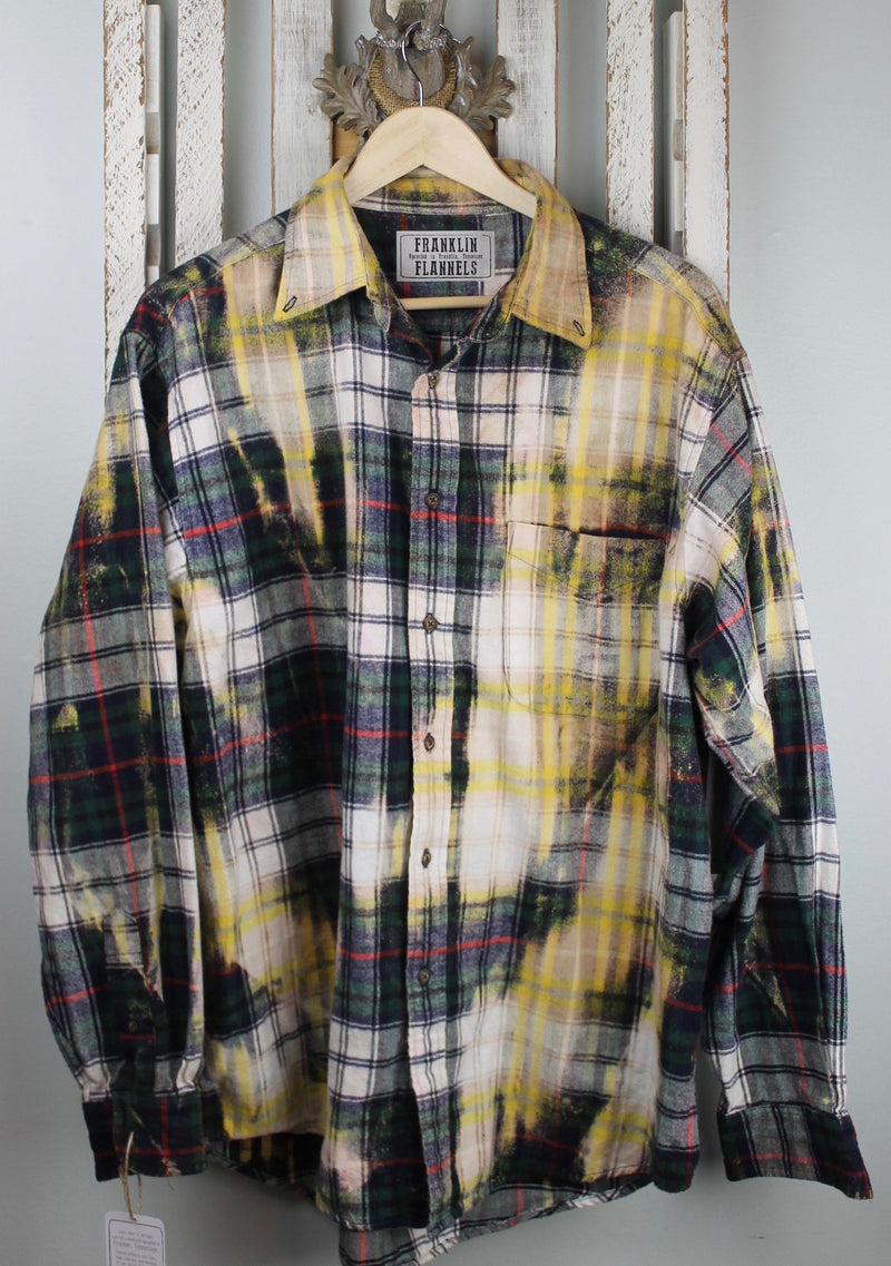 Vintage Forest Green, Red, Yellow and White Flannel Size XL
