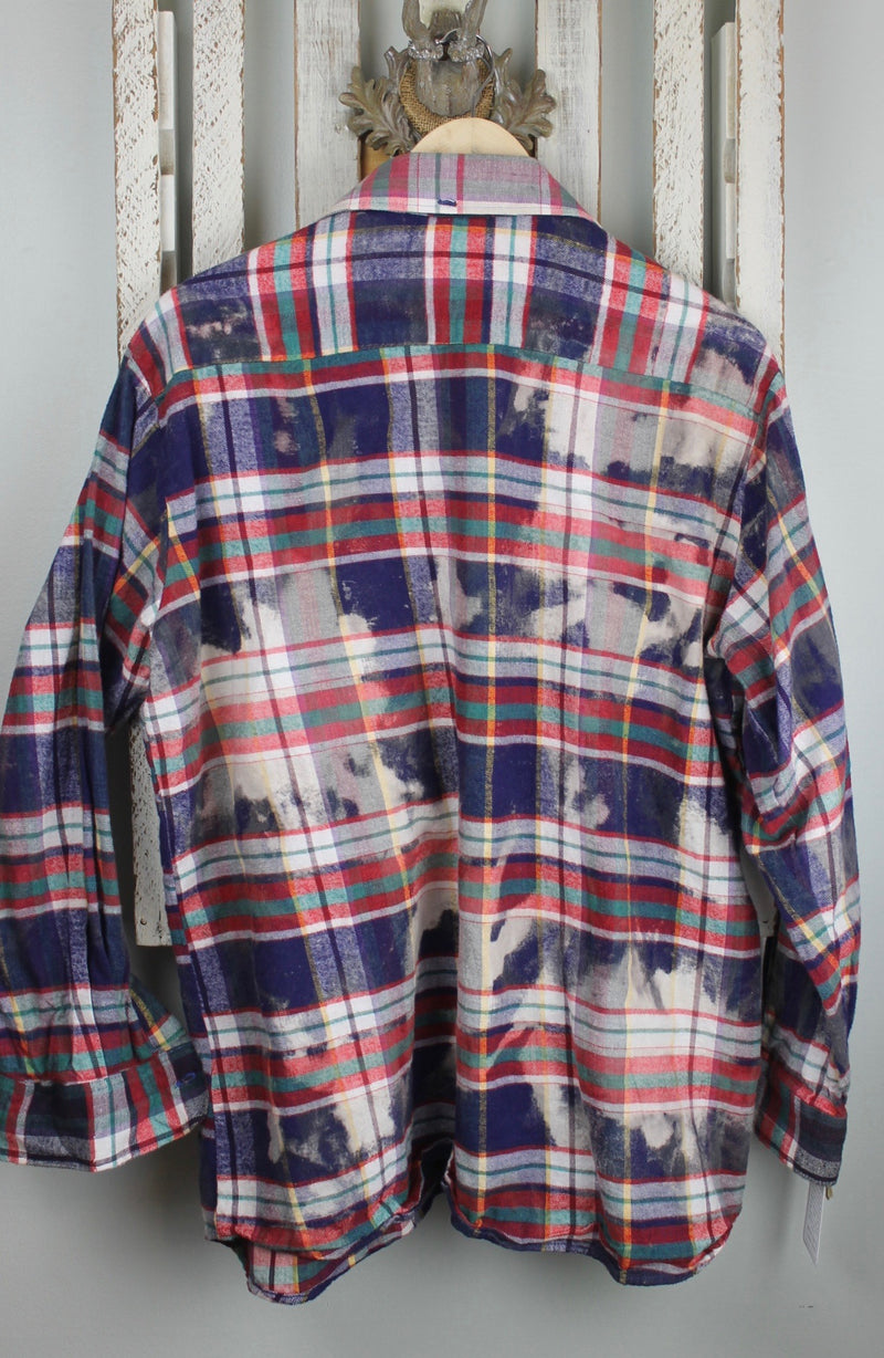 Vintage Navy Blue, Red and White Flannel Size Large