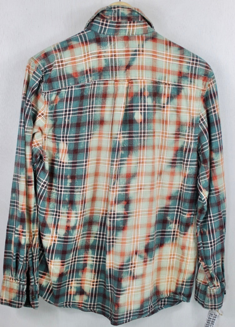 Vintage Teal Blue and Rust Flannel Size Small