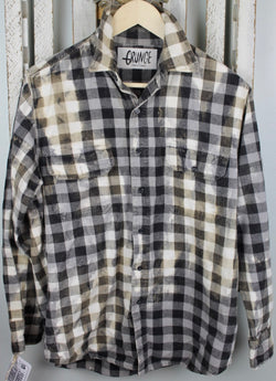 Grunge Black, White, and Cream Flannel Size Small