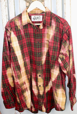 Grunge Red, Black, and Gold Flannel Size Large