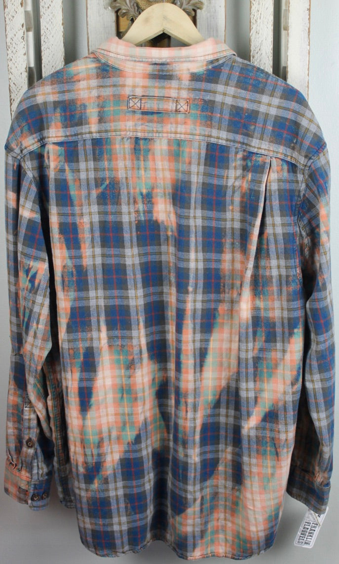Grunge Blue, Gold, Red, and Green Flannel Size XX-Large
