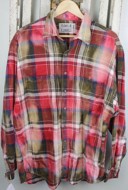 Vintage Red, Brown, White, and Navy Blue Flannel Size Extra Large