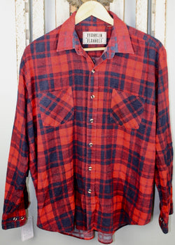 Vintage Red and Navy Blue Flannel Size Medium