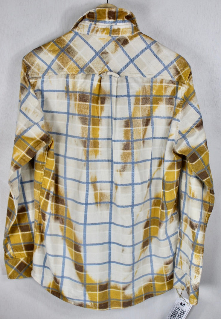 Vintage Gold, White and Sky Blue Flannel Size Medium