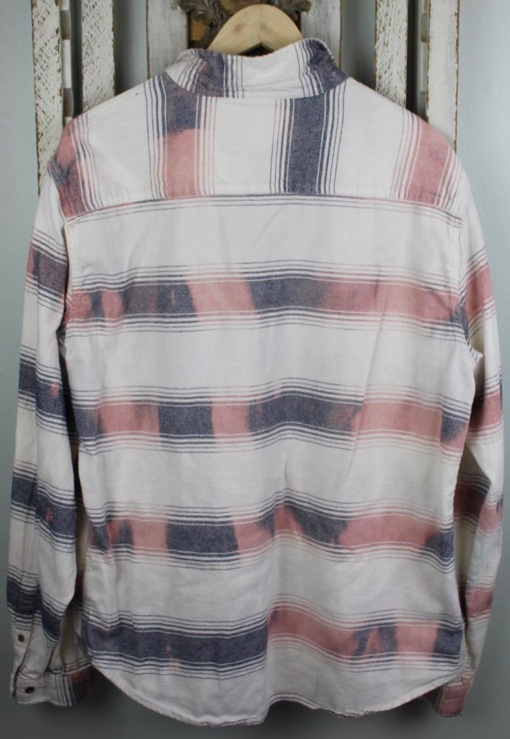Vintage White, Red, and Navy Blue Flannel Size Large
