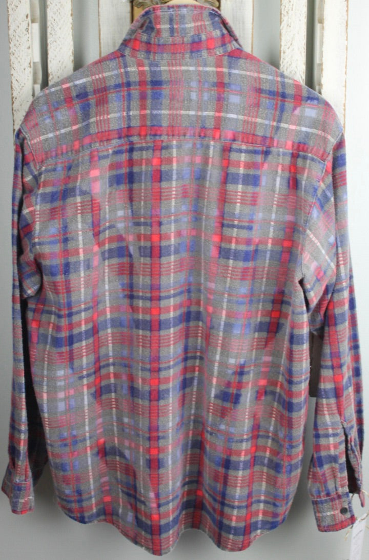 Vintage Grey, Blue, and Red Flannel Size Medium