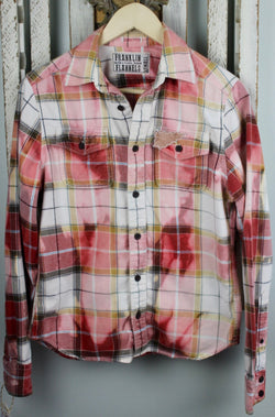 Vintage Red, Light Pink, Grey, and White Flannel Size Extra Small